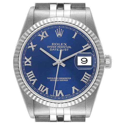 rolex datejust weißgold blaues zifferblatt|rolex datejust 36 watch.